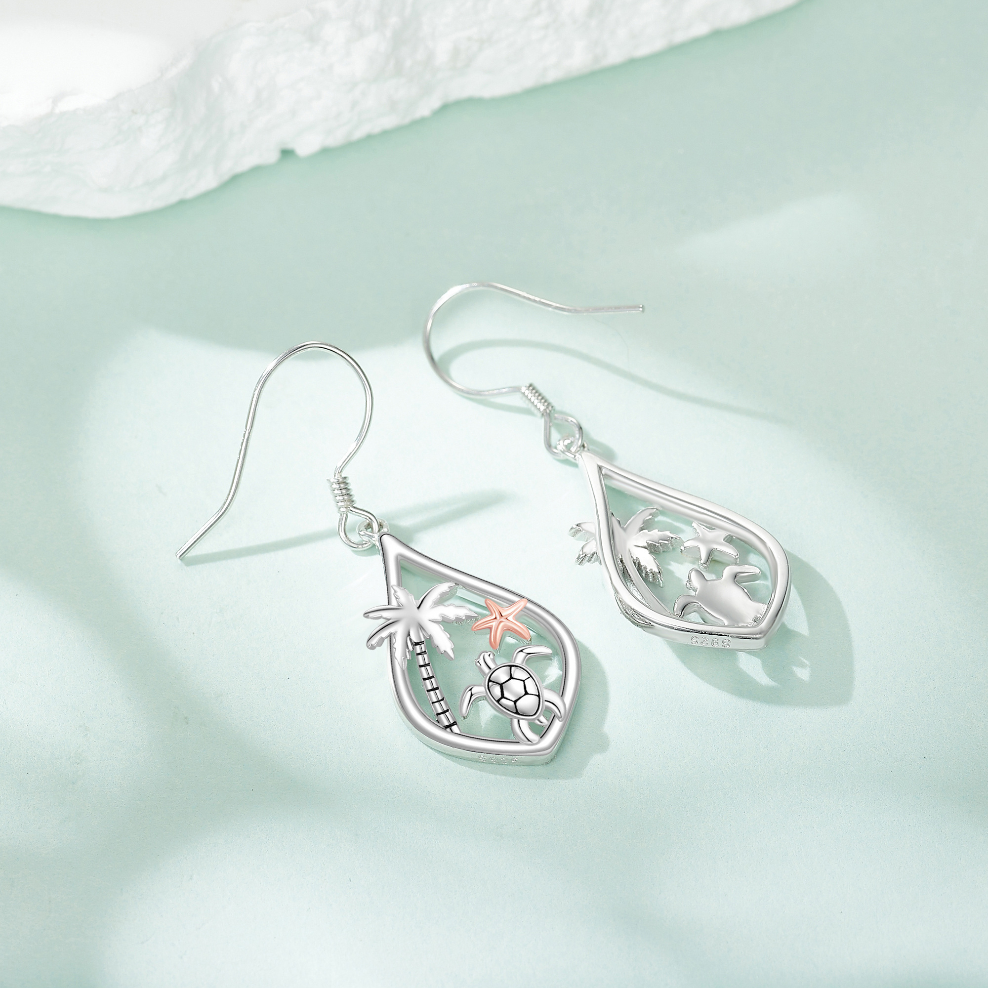 Women's Sterling Silver Turtle Dangle Drop Earrings